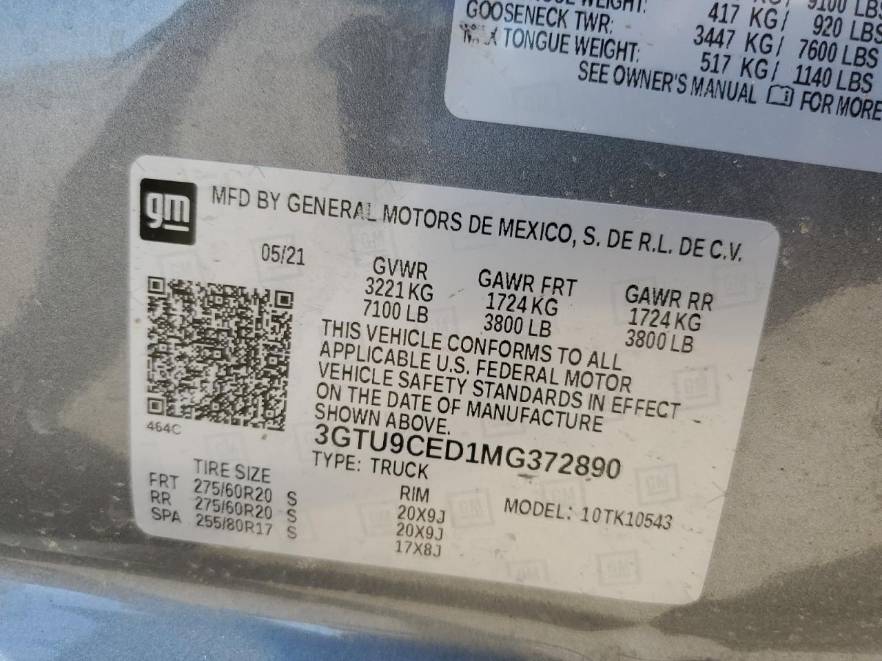 3GTU9CED1MG372890 2021 GMC Sierra K1500 Elevation