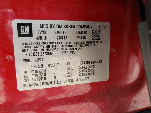 KL4CJCSB1GB740269 | 2016 Buick encore