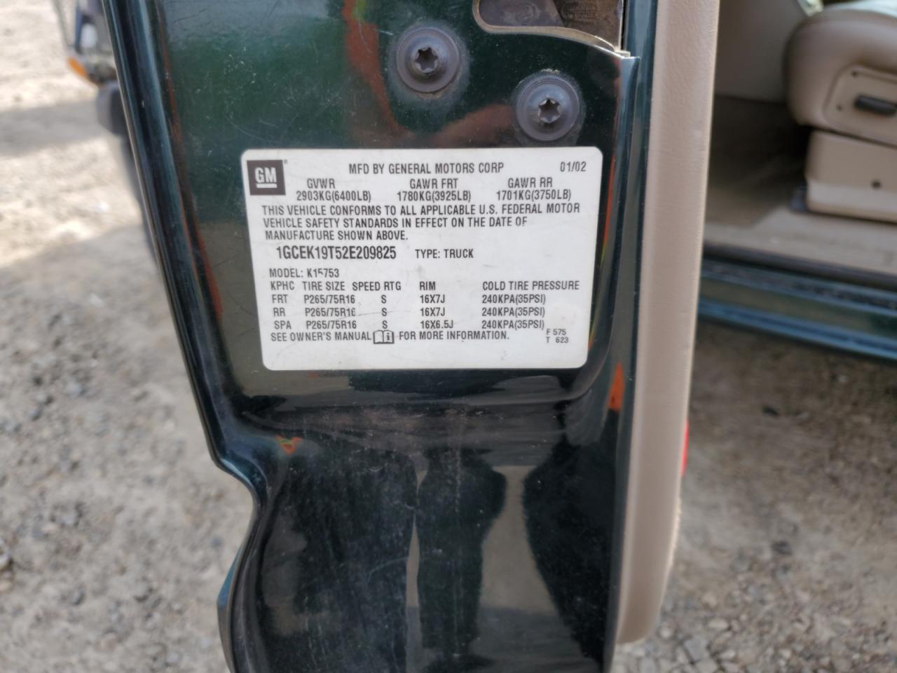 1GCEK19T52E209825 2002 Chevrolet Silverado K1500