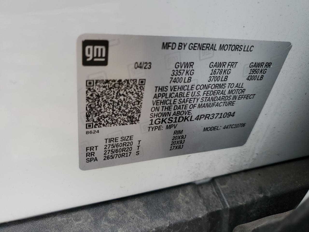 1GKS1DKL4PR371094 2023 GMC Yukon Denali