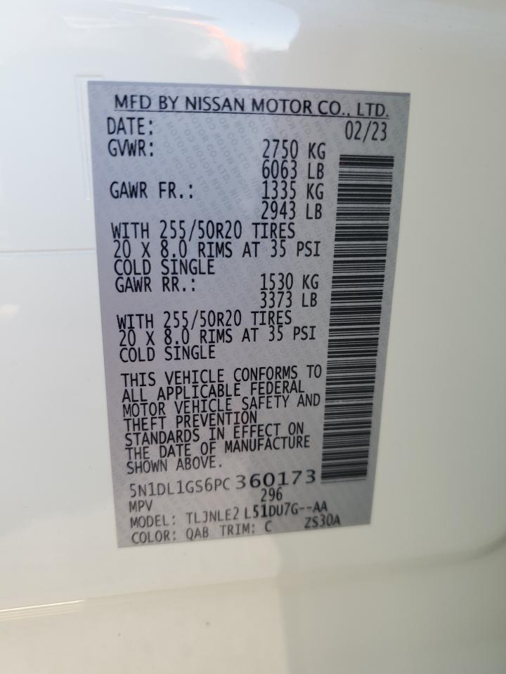 2023 Infiniti Qx60 Sensory vin: 5N1DL1GS6PC360173