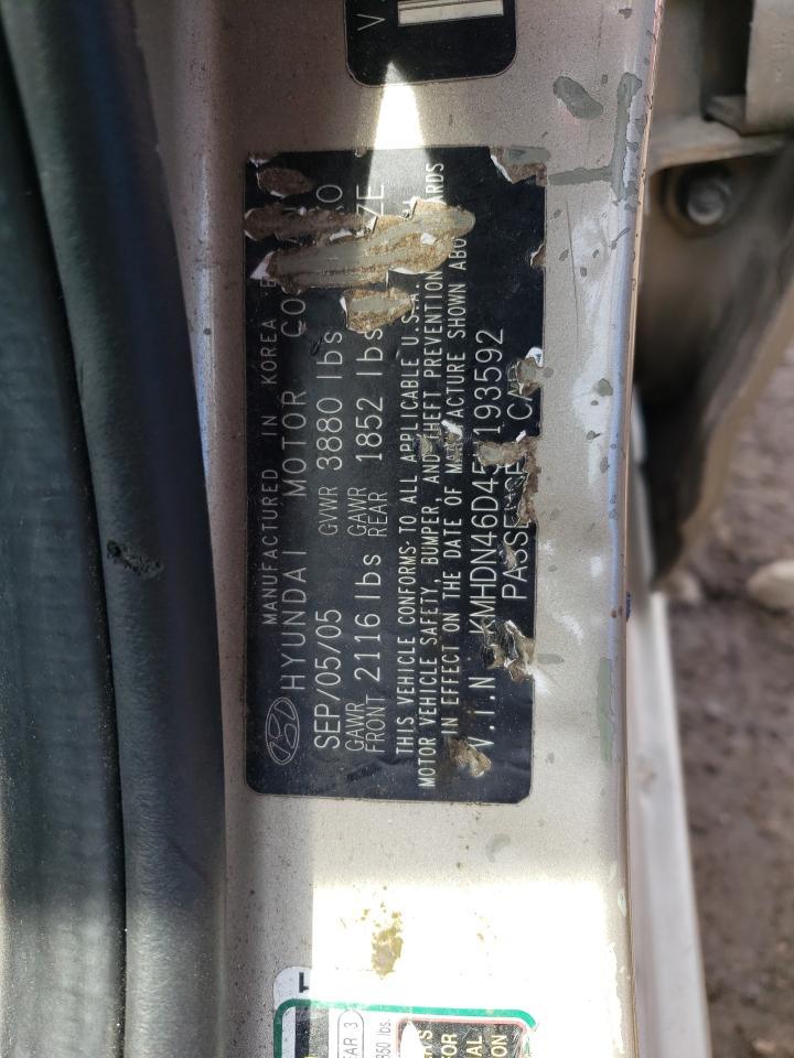 KMHDN46D45U193592 2005 Hyundai Elantra Gls