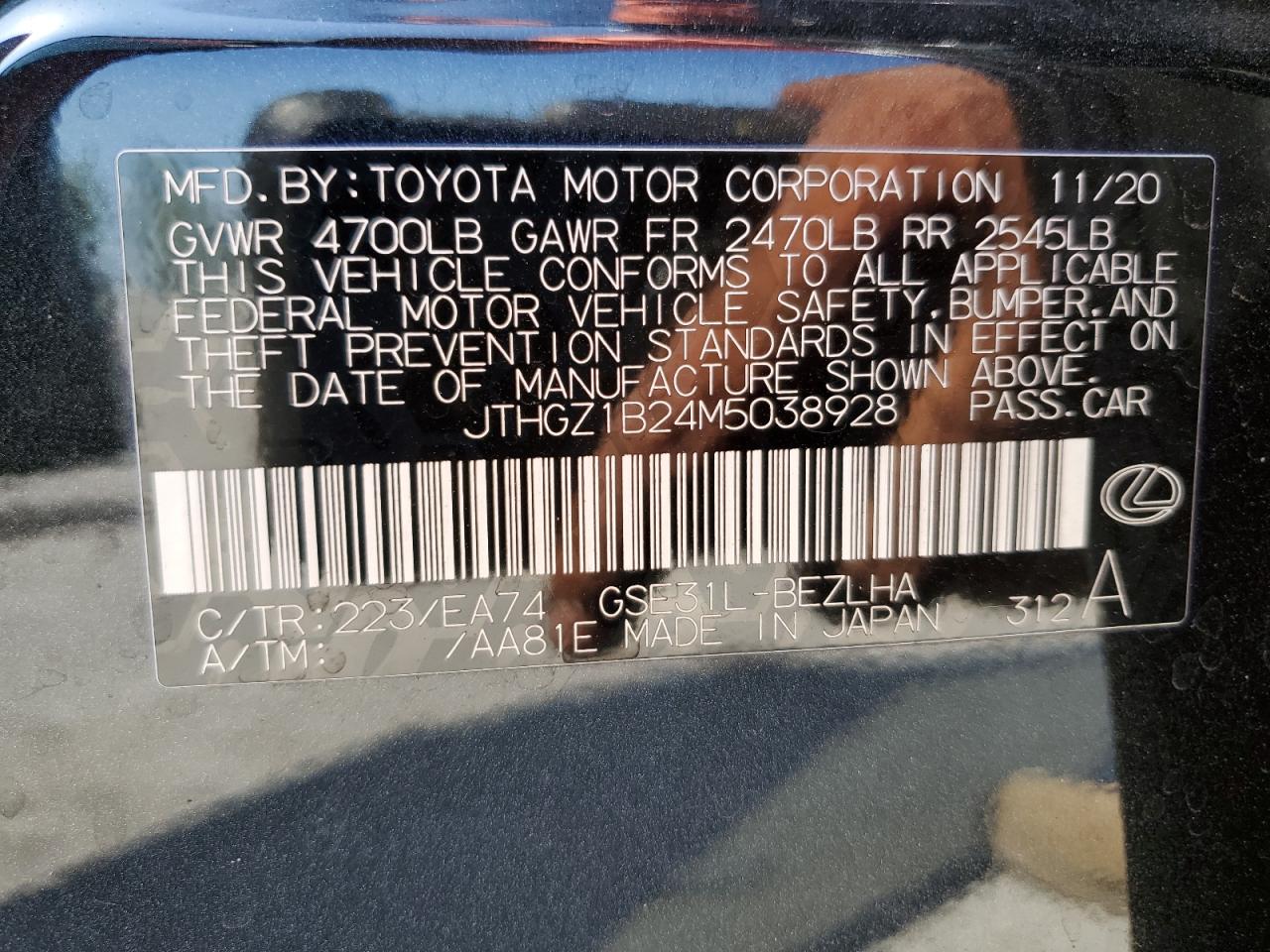 JTHGZ1B24M5038928 2021 Lexus Is 350 F-Sport