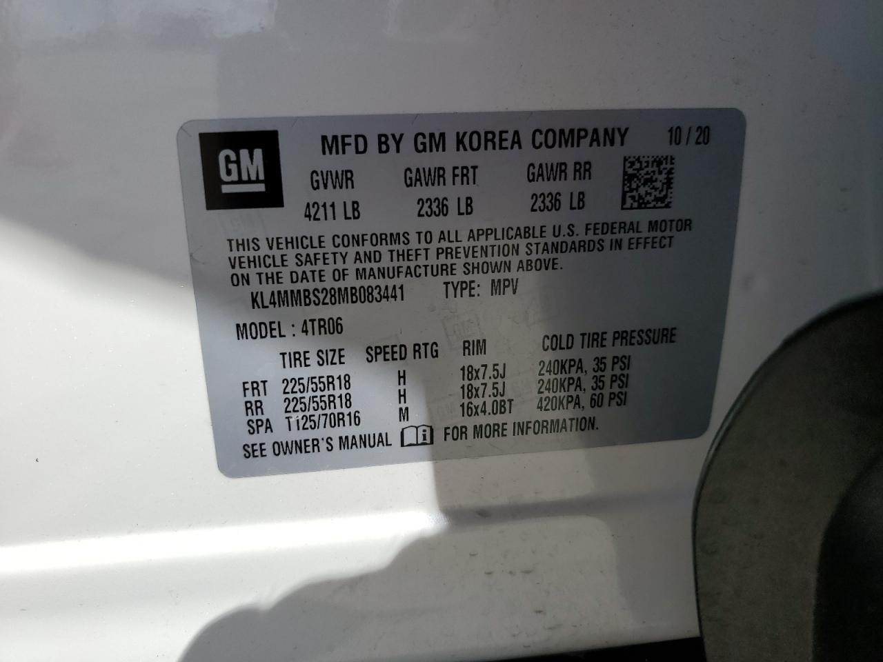 KL4MMBS28MB083441 2021 Buick Encore Gx Preferred