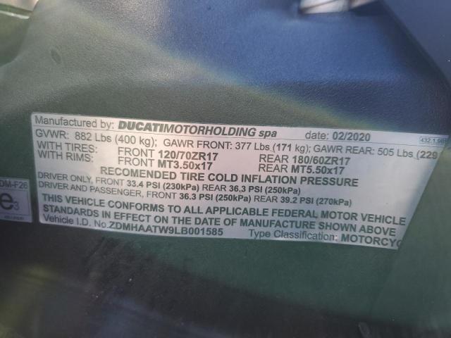 2020 DUCATI PANIGALE V ZDMHAATW9LB001585