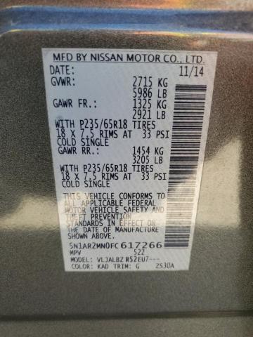 2015 Nissan Pathfinder S VIN: 5N1AR2MN0FC617266 Lot: 50429134