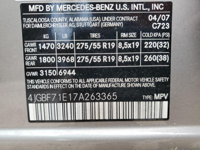 2007 Mercedes-Benz Gl 450 4Matic VIN: 4JGBF71E17A263365 Lot: 49180024