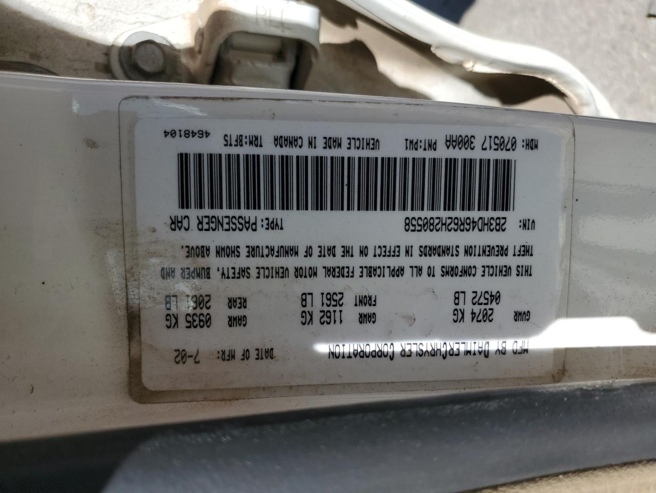 2B3HD46R62H280558 2002 Dodge Intrepid Se