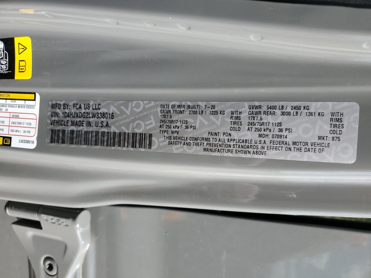 1C4HJXDG2LW338016 2020 Jeep Wrangler Unlimited Sport