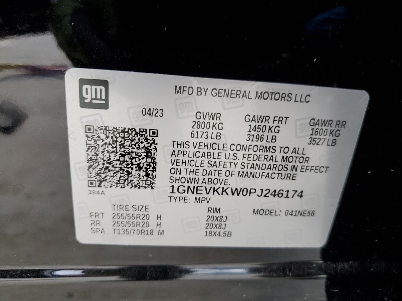 1GNEVKKW0PJ246174 2023 Chevrolet Traverse Premier