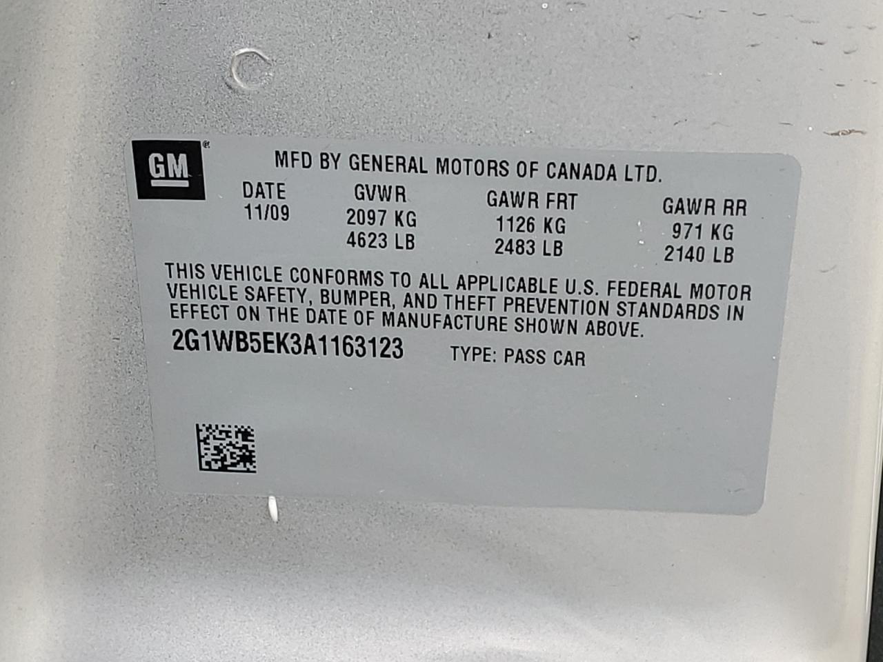 2G1WB5EK3A1163123 2010 Chevrolet Impala Lt