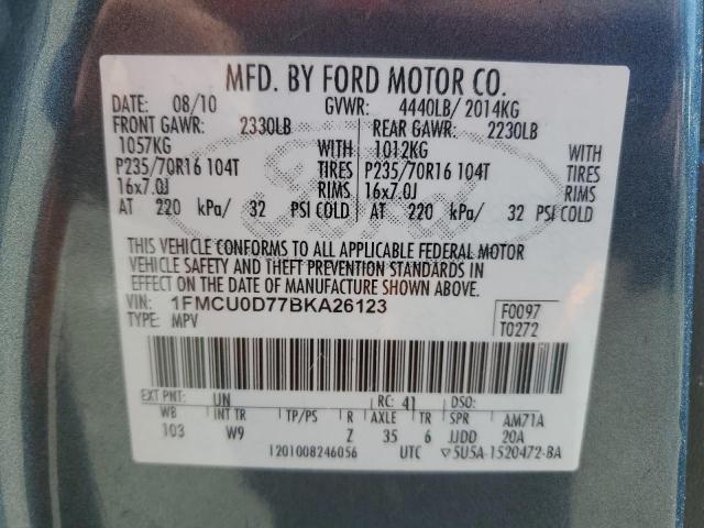 2011 Ford Escape Xlt VIN: 1FMCU0D77BKA26123 Lot: 52503044