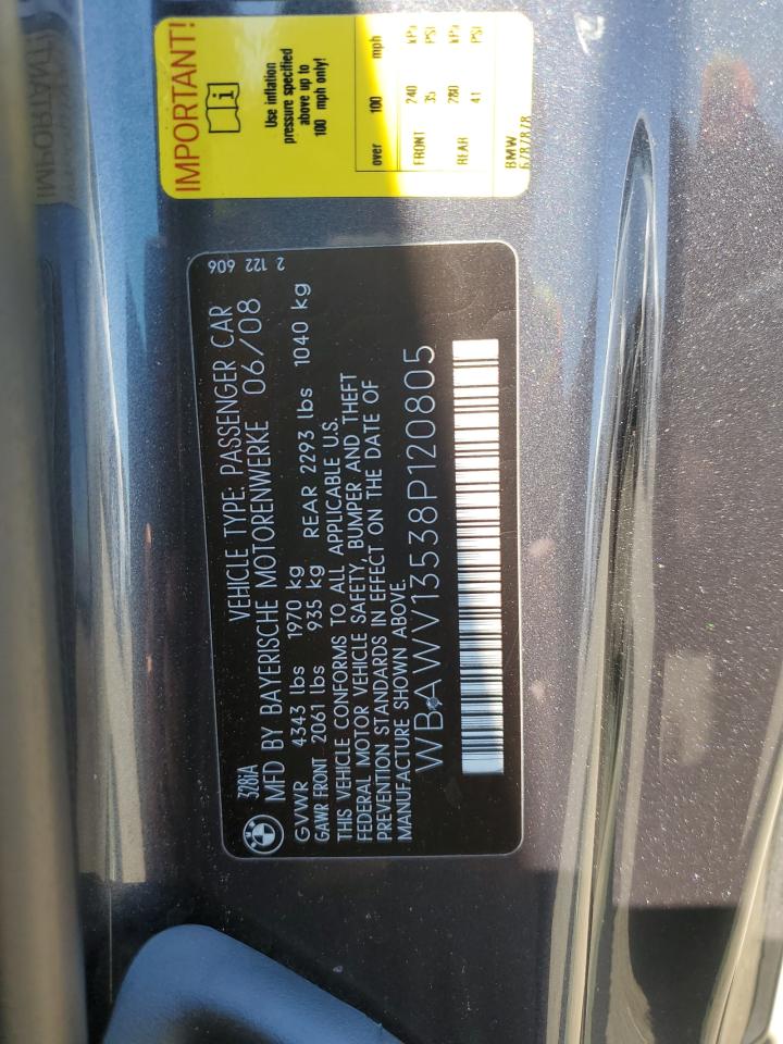 WBAWV13538P120805 2008 BMW 328 I Sulev