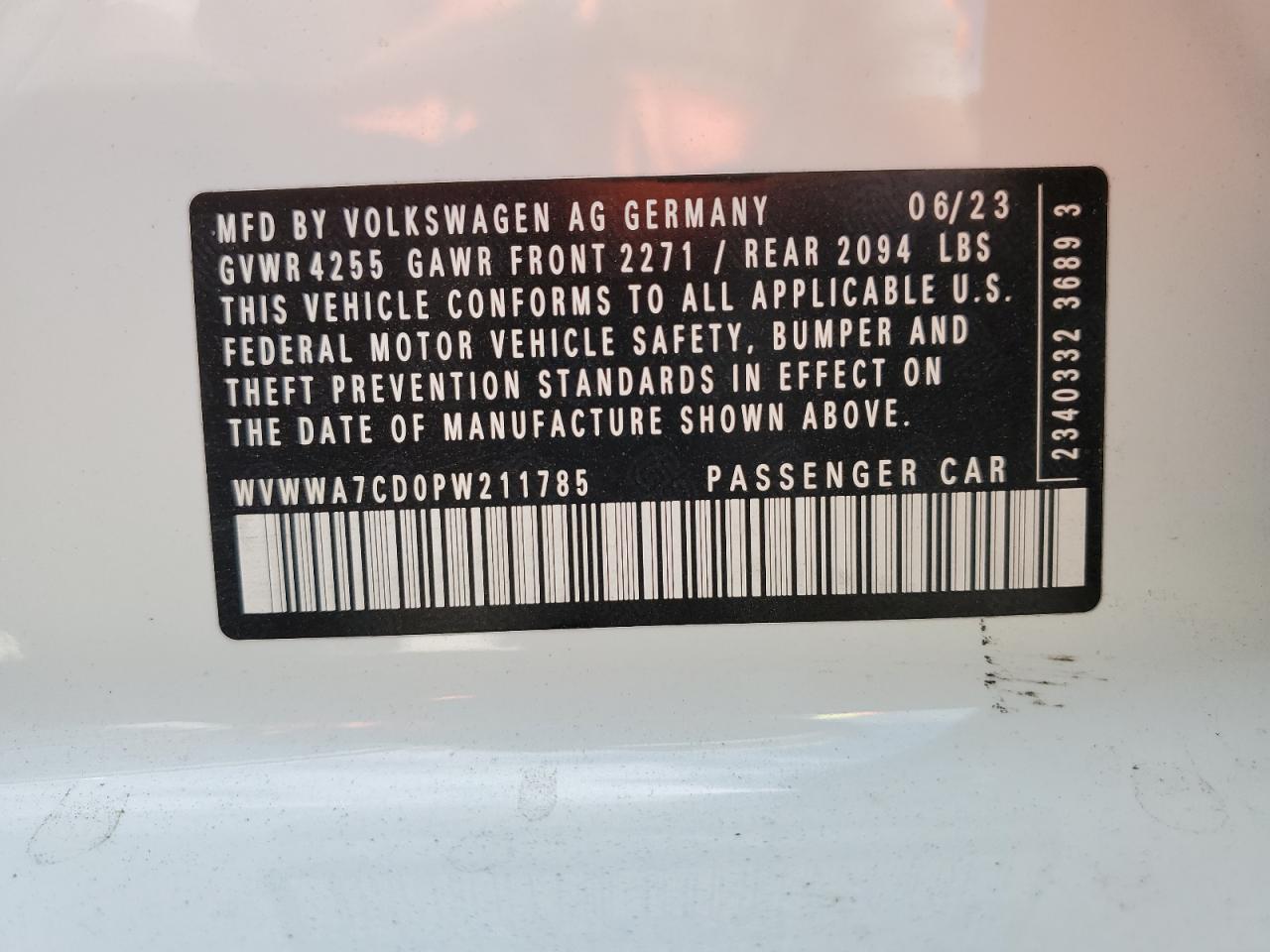 WVWWA7CD0PW211785 2023 Volkswagen Gti Autobahn