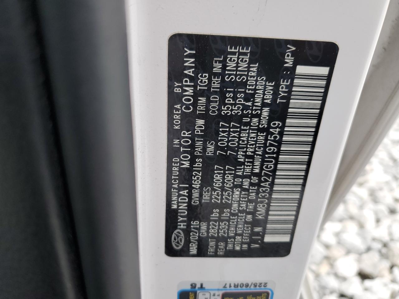 KM8J33A27GU197549 2016 Hyundai Tucson Limited