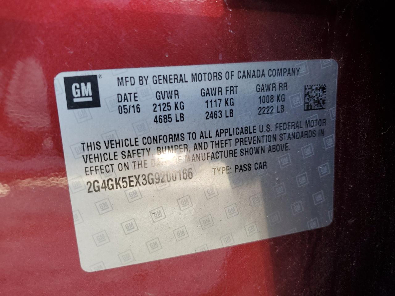 2G4GK5EX3G9200166 2016 Buick Regal