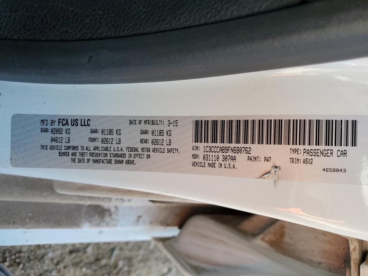 1C3CCCAB9FN680762 2015 Chrysler 200 Limited