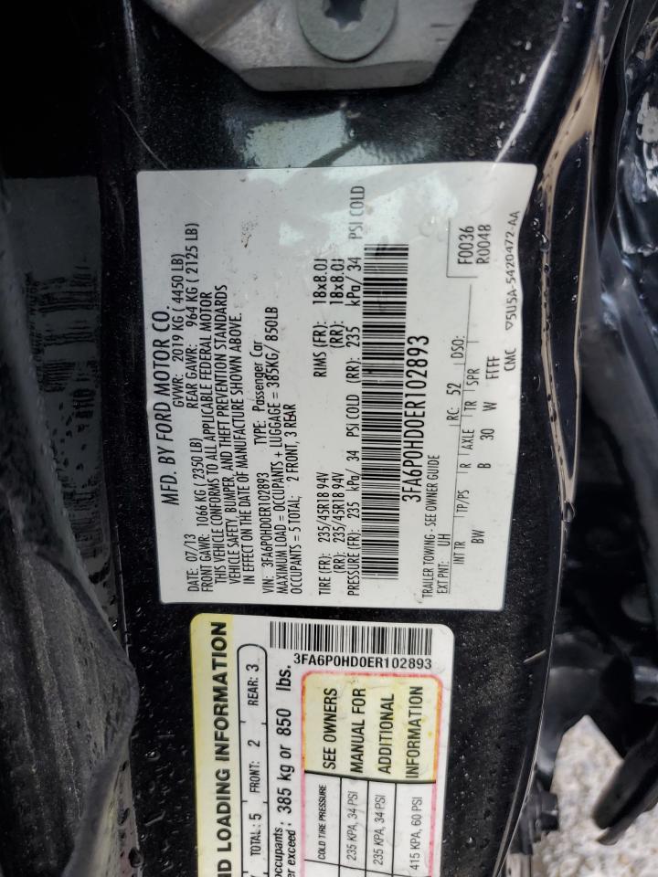 3FA6P0HD0ER102893 2014 Ford Fusion Se