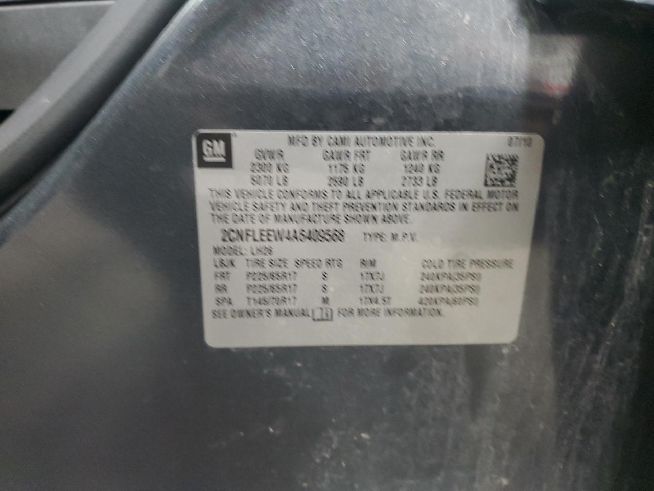 2CNFLEEW4A6409568 2010 Chevrolet Equinox Lt