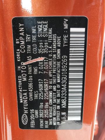 2016 Hyundai Tucson Limited VIN: KM8J33A43GU189269 Lot: 49154414