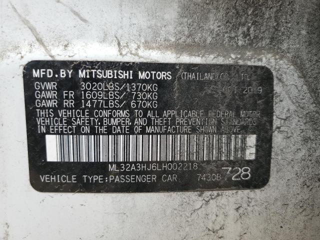 2020 Mitsubishi Mirage Es VIN: ML32A3HJ6LH002218 Lot: 51448334