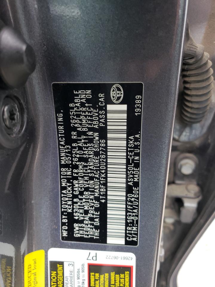 4T1BF1FK4DU267786 2013 Toyota Camry L