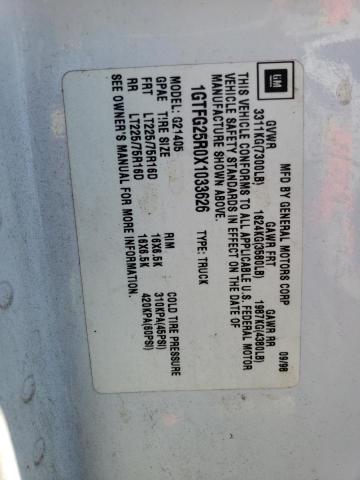 1999 GMC Savana G2500 VIN: 1GTFG25R0X1033626 Lot: 50424554