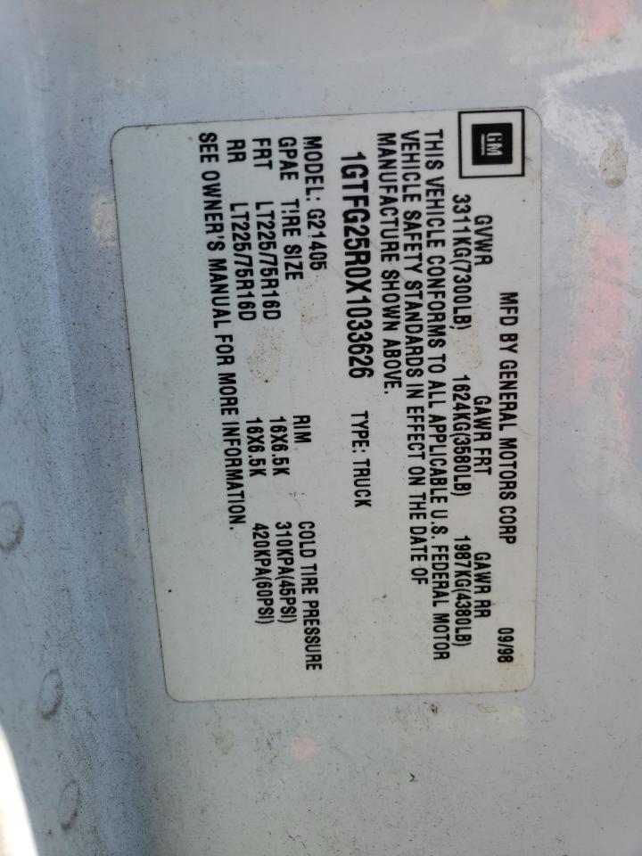 1GTFG25R0X1033626 1999 GMC Savana G2500