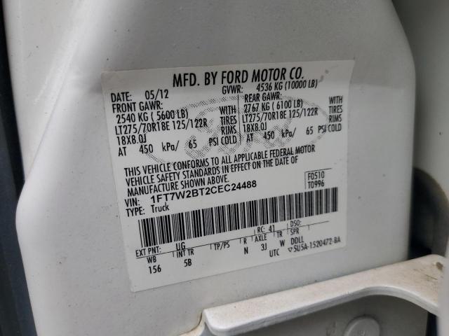 2012 Ford F250 Super Duty VIN: 1FT7W2BT2CEC24488 Lot: 52856384