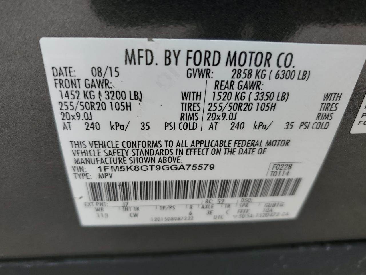 1FM5K8GT9GGA75579 2016 Ford Explorer Sport