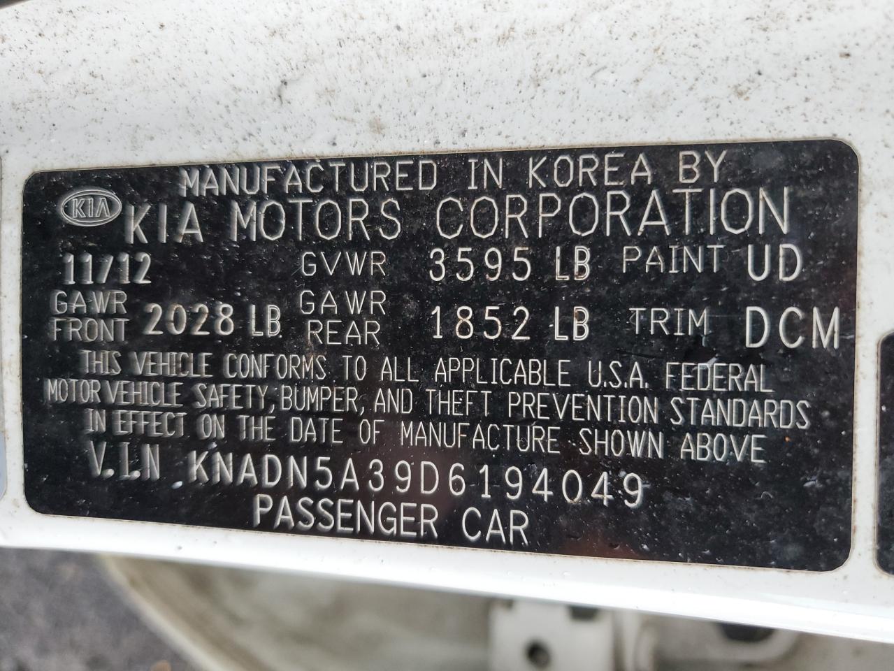 KNADN5A39D6194049 2013 Kia Rio Ex