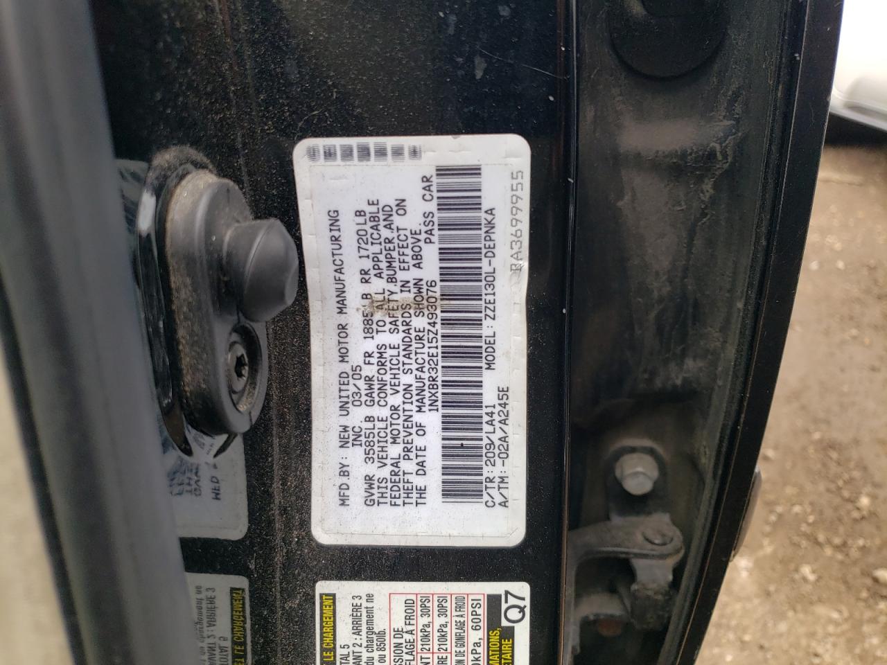 1NXBR32E15Z493076 2005 Toyota Corolla Ce