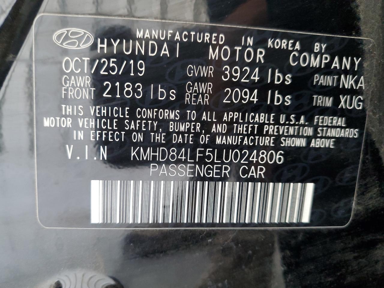 KMHD84LF5LU024806 2020 Hyundai Elantra Sel