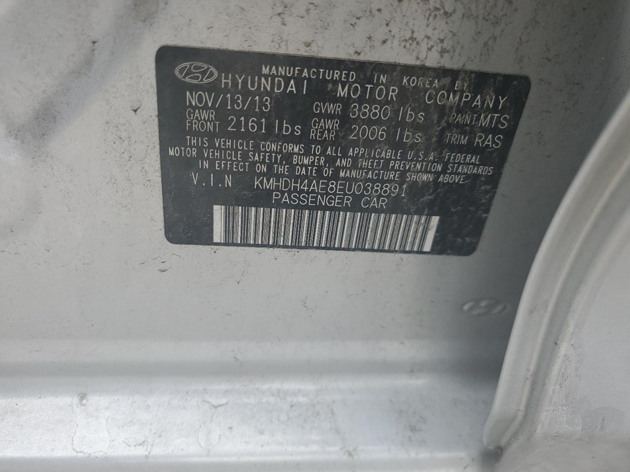 KMHDH4AE8EU038891 2014 Hyundai Elantra Se