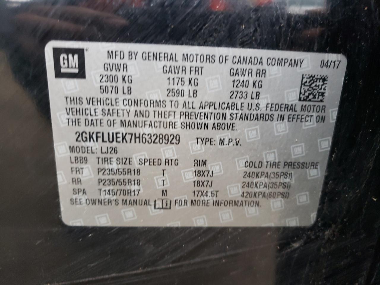 2017 GMC Terrain Slt vin: 2GKFLUEK7H6328929