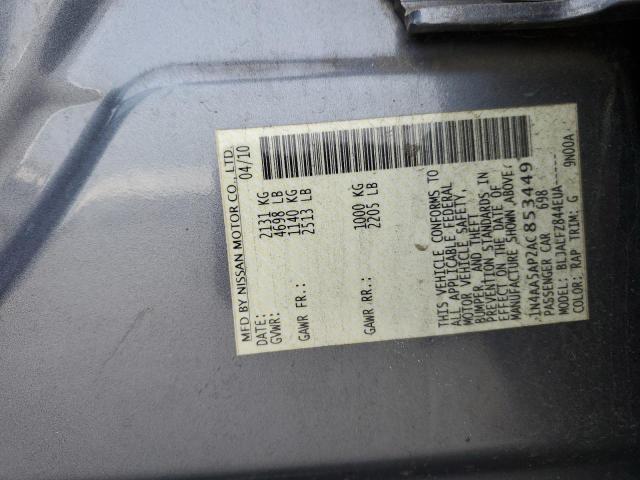 2010 Nissan Maxima S VIN: 1N4AA5AP2AC853449 Lot: 49276864