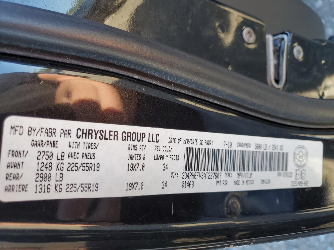 3D4PH6FV3AT227607 2010 Dodge Journey R/T