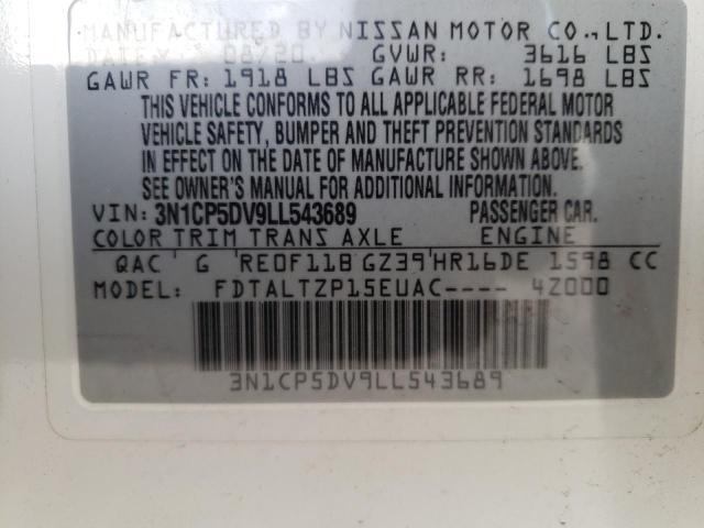 2020 Nissan Kicks Sr VIN: 3N1CP5DV9LL543689 Lot: 52635214