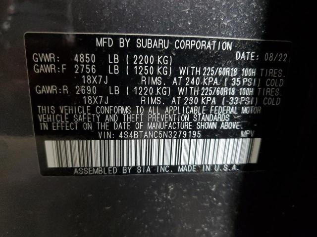 2022 Subaru Outback Limited VIN: 4S4BTANC5N3279195 Lot: 51209174