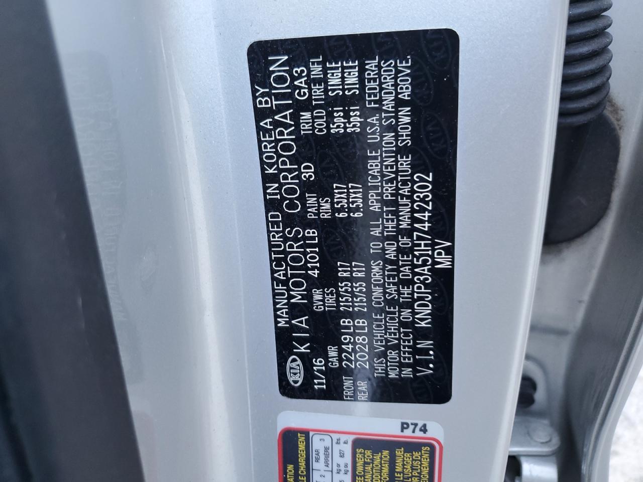 KNDJP3A51H7442302 2017 Kia Soul +