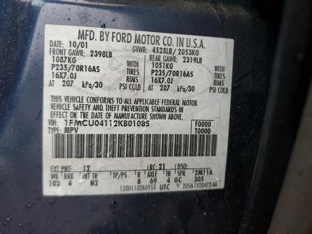 2002 Ford Escape Xlt VIN: 1FMCU04112KB01085 Lot: 47193404