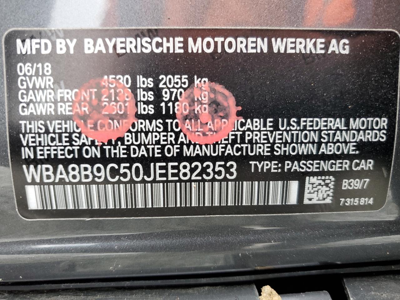 WBA8B9C50JEE82353 2018 BMW 330 I