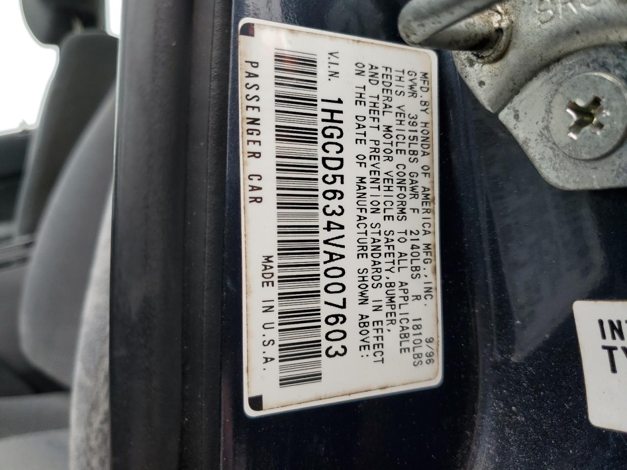 1HGCD5634VA007603 1997 Honda Accord Lx