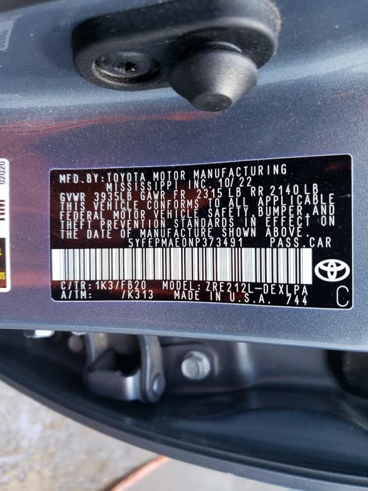 5YFEPMAE0NP373491 2022 Toyota Corolla Le