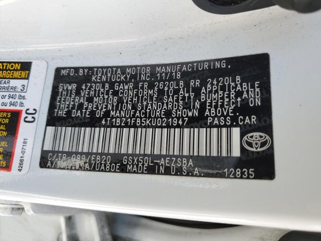 2019 Toyota Avalon Xle VIN: 4T1BZ1FB5KU021947 Lot: 52599514