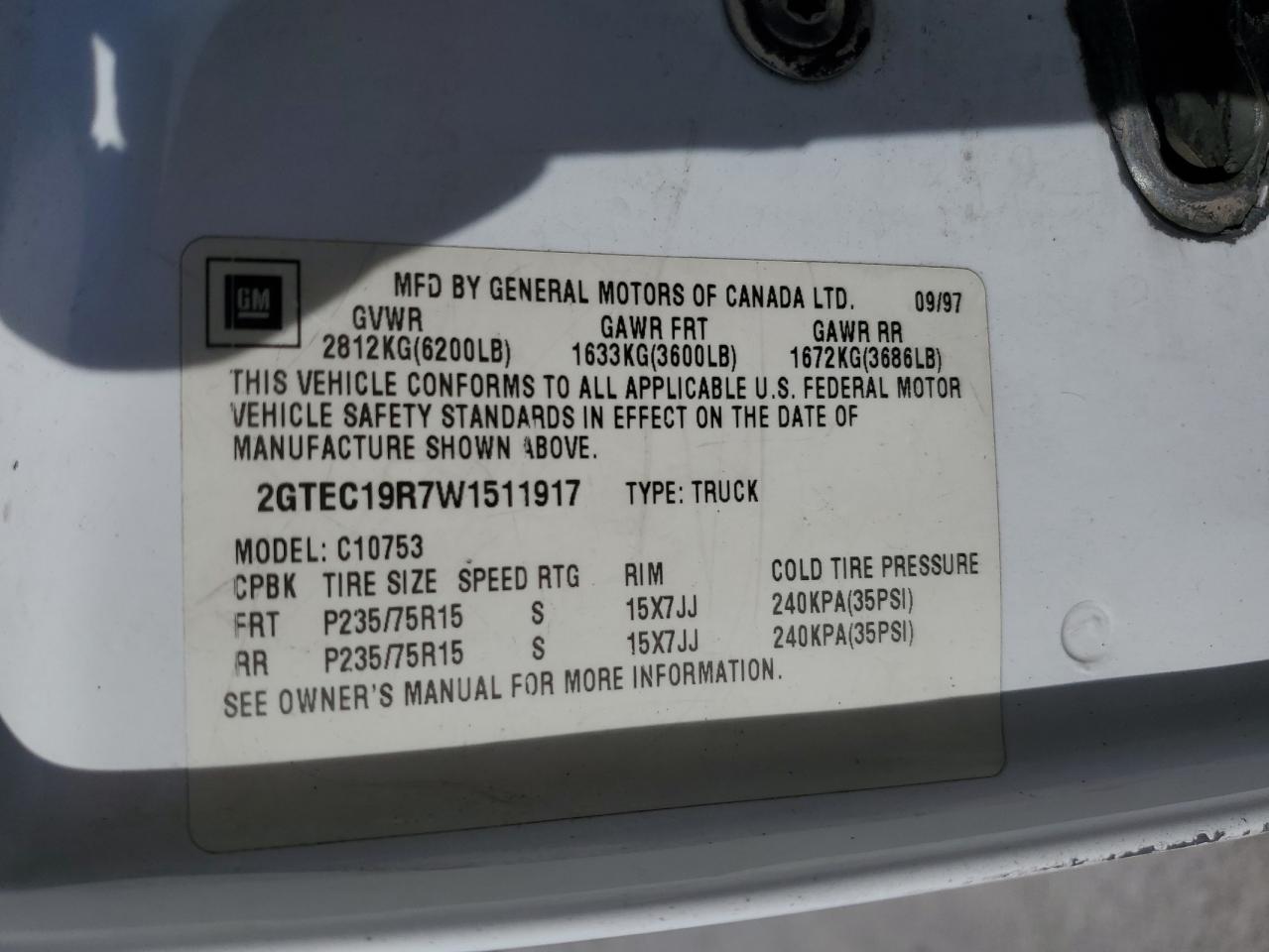 2GTEC19R7W1511917 1998 GMC Sierra C1500