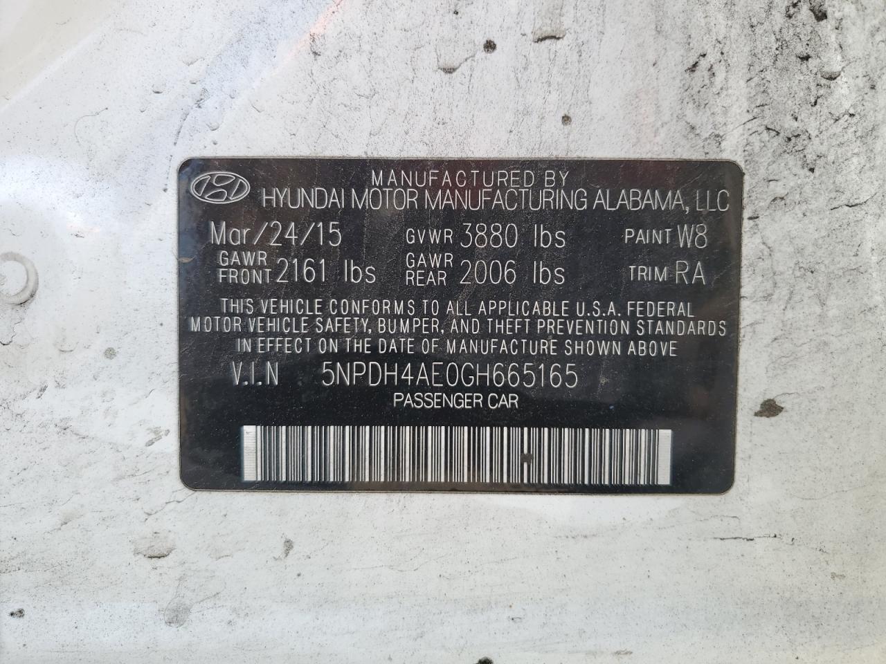 5NPDH4AE0GH665165 2016 Hyundai Elantra Se