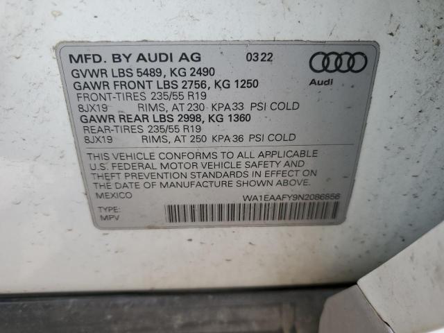 2022 Audi Q5 Premium Plus 45 VIN: WA1EAAFY9N2086856 Lot: 51646614