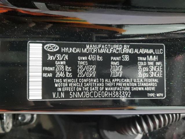 2024 Hyundai Tucson Sel VIN: 5NMJBCDE0RH383392 Lot: 51802964