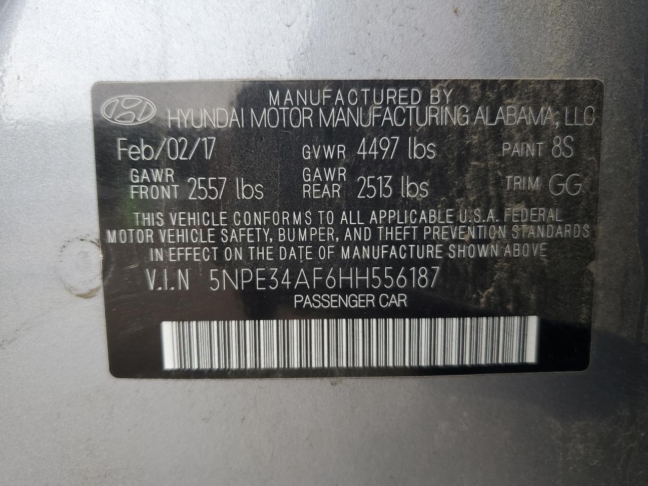 5NPE34AF6HH556187 2017 Hyundai Sonata Sport